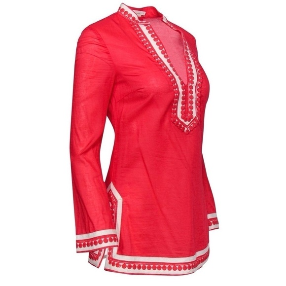 Tory Burch “Tory” Long Sleeve Cotton Tunic in Carnival size 10 - Picture 4 of 9